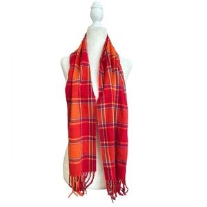 Vintage Nova Check Scarf Tartan Plaid Fringe Made In Italy 60”